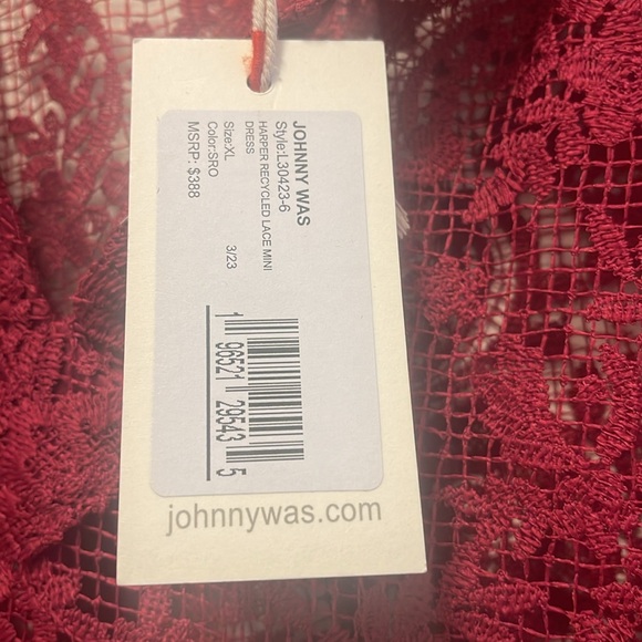 JOHHNY WAS Harper lace burgundy NWT XL BOHEMIAN STYLE DRESS! - Picture 3 of 5